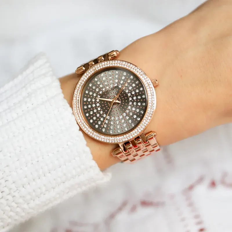 Michael Kors Darci Grey Dial Rose Gold Ladies Watch- MK4408